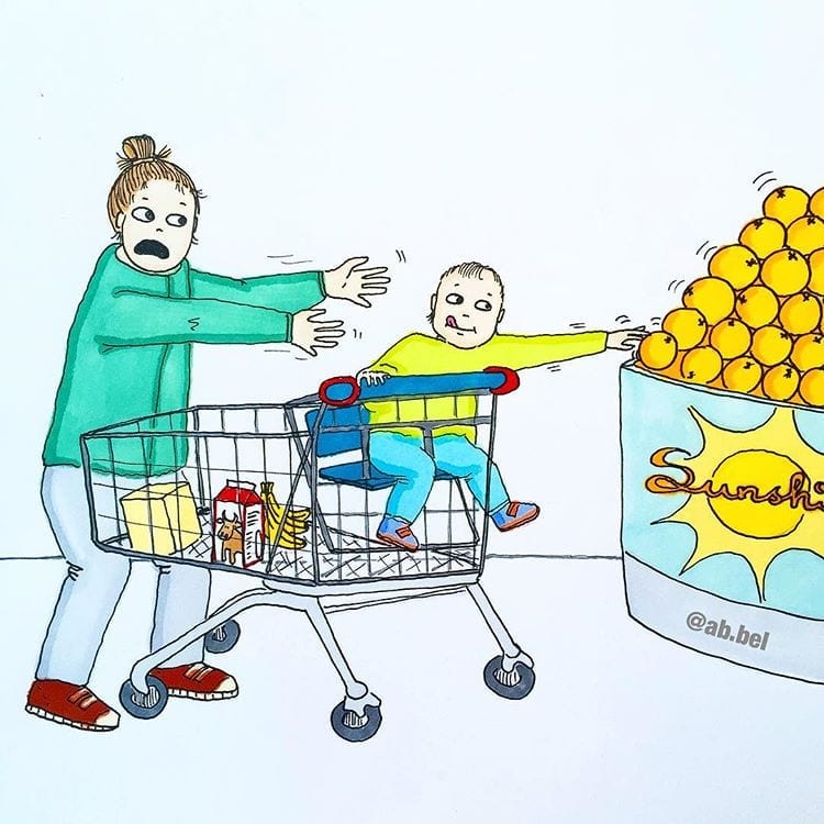 maternidad real - viaje al supermercado